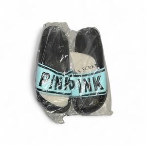 Victoria's Secret PINK Limited Editiom Mint And Black Sandals Slip On Beach Shoe